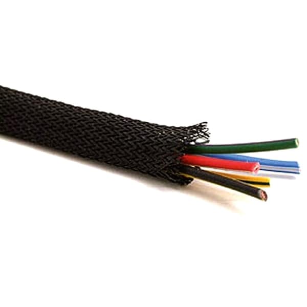 Kable Kontrol Braided Cable Sleeve, 2 in Inside Dia., 25 ft, Polyethylene Terephthalate, Black FW200-25 - main